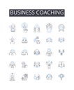 Business coaching line icons collection. Life coaching, Executive coaching, Leadership training, Career counseling