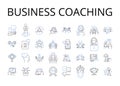 Business coaching line icons collection. Life coaching, Executive coaching, Leadership training, Career counseling