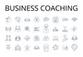 Business coaching line icons collection. Life coaching, Executive coaching, Leadership training, Career counseling