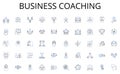 Business coaching line icons collection. Efficiency, Streamlining, Automation, Optimization, Workflow, Integration