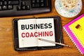 Business coaching. Text label in the planning Notepad.