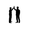 Business collaboration sign. Two men silhouette with high five