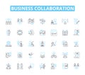 Business collaboration linear icons set. Partnership, Alliance, Nerking, Synergy, Cooperation, Mutualism, Integration