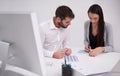 Business collaboration and teamwork on data analysis review or conversation in finance office. Accounting, report and Royalty Free Stock Photo