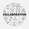 Business collaboration vector round thin line illustration Royalty Free Stock Photo