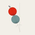 Business collapse, fall, minimal illustration. Symbol of downturn, decline, crisis. Concept vector.