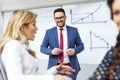 Business colleagues in conference meeting room during presentation Royalty Free Stock Photo