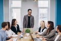 Business colleagues in conference meeting room during presentation Royalty Free Stock Photo