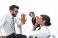 Business colleagues giving each other high five. Royalty Free Stock Photo