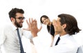 Business colleagues giving each other high five. Royalty Free Stock Photo