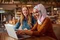 Business. Colleagues Meeting In Cafe. Diversity Ethnic Women. Royalty Free Stock Photo