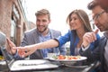 Business colleagues sitting at a table in a cafe Royalty Free Stock Photo