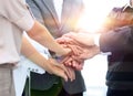 Business colleagues with their hands stacked together Royalty Free Stock Photo