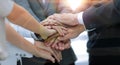 Business colleagues with their hands stacked together Royalty Free Stock Photo