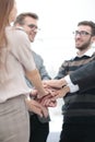 Business colleagues with their hands stacked together Royalty Free Stock Photo