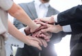 Business colleagues with their hands stacked together Royalty Free Stock Photo