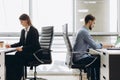 Business colleagues working at a busy open plan office Royalty Free Stock Photo