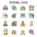 Business color line icon set