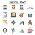 Business color line icon set