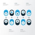 Business Colorful Icons Set. Collection Of Manager, Analytics, Contract And Other Elements. Also Includes Symbols Such Royalty Free Stock Photo