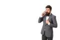 Business communication. bearded businessman in formal suit. Agile business. mature man. man speaking on phone. success