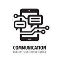 Business communication concept logo icon design. Smart phone symbol. Mobile phone icon. Electronic technology sign. Vector