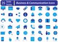 Business and Communication Icons. Flat Solid Icons pack for Website, Customer Support, and Contact Pages. Editable stroke. Vector Royalty Free Stock Photo