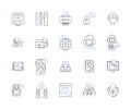 Business community outline icons collection. Business, Community, Network, Entrepreneur, Collabroation, Partners