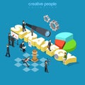 Business company corporate strategy flat 3d isometric vector
