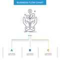 business, company, growth, plant, rise Business Flow Chart Design with 3 Steps. Line Icon For Presentation Background Template Royalty Free Stock Photo
