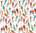 Business company team people with post color seamless pattern.