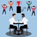 Business competition concept,arm wrestling,fight for prize