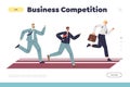 Business competition concept of landing page with businesspeople team running Royalty Free Stock Photo