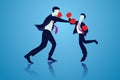 Business competition concept. Two businessmen doing boxing fight