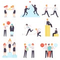 Business Competition Set, Business People Competing Among Themselves, Office Workers Challenging Vector Illustration Royalty Free Stock Photo