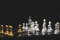 Business competition and strategy plan concept. Chess board game gold and silver colour Royalty Free Stock Photo