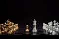 Business competition and strategy plan concept. Chess board game gold and silver colour Royalty Free Stock Photo