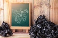 Business comunication icon on chalkboard Royalty Free Stock Photo