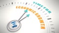 Time for economic growth words on clock face. Flag of Israel Royalty Free Stock Photo