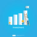 Business concept of achievement goal. Return on investment ROI vision. growth arrows to success. graph chart increase profit with Royalty Free Stock Photo
