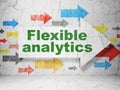 Business concept: arrow with Flexible Analytics on grunge wall background