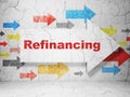 Business concept: arrow with Refinancing on grunge wall background