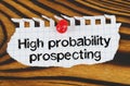 Attached to the board is an announcement with the inscription - high probability prospecting