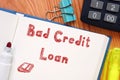 Business concept about Bad Credit Loan with inscription on the page Royalty Free Stock Photo