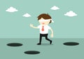 Business concept, Blindfolded businessman is walking. Royalty Free Stock Photo