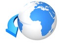 Business concept with blue globe sphere and arrow Royalty Free Stock Photo