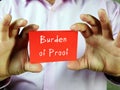 Business concept about Burden of Proof with inscription on the piece of paper