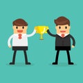 Business concept, Business teams holding a champion gold trophy. Royalty Free Stock Photo