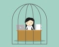 Business concept, Business woman feeling tired and bored while working in the prison.