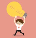 Business concept, Businessman holding bulb light with the word big idea. Vector illustration. Royalty Free Stock Photo